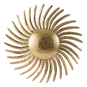 Benjara 32&quot Sunburst Wall Art Decor- Large Spiral Shape Iron Frame- Gold Finish