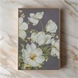 Benjara Nia 32 x 47 Flower Wall Art Decor- Microfiber- Pine Wood- White- Green