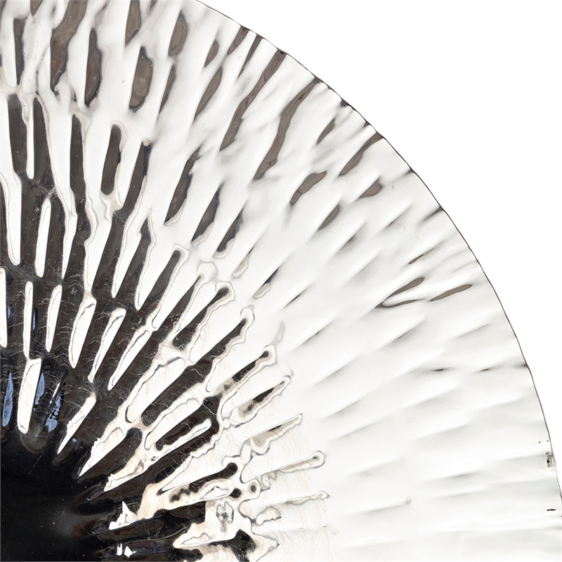 Benjara Set of 3 Decorative Wall Art Discs- Stainless Steel- Shiny Silver Finish