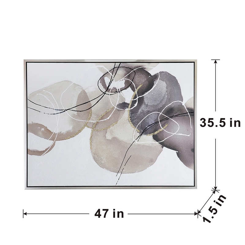 Benjara 35 x 47 L&scape Abstract Art Watercolor Oil Painting- Mixed Gray- Brown