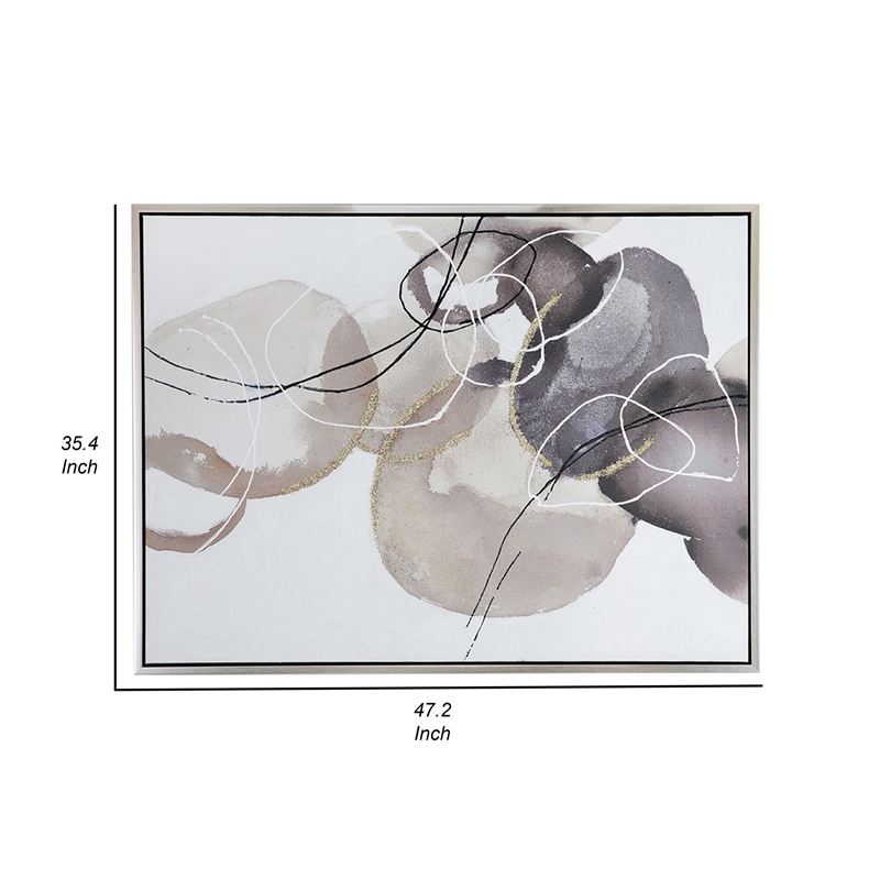 Benjara 35 x 47 L&scape Abstract Art Watercolor Oil Painting- Mixed Gray- Brown