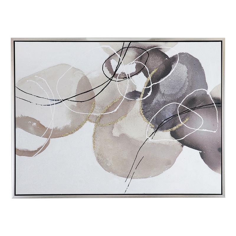 Benjara 35 x 47 L&scape Abstract Art Watercolor Oil Painting- Mixed Gray- Brown