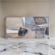 Benjara 30 x 59 Abstract Oil Painting-Rectanglular Poly Canvas-Wood-Beige-Gray