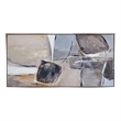 Benjara 30 x 59 Abstract Oil Painting-Rectanglular Poly Canvas-Wood-Beige-Gray
