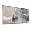 Benjara 30 x 59 Abstract Oil Painting-Rectanglular Poly Canvas-Wood-Beige-Gray
