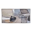 Benjara 30 x 59 Abstract Oil Painting-Rectanglular Poly Canvas-Wood-Beige-Gray