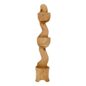 Benjara Jion 49&quot Display Rack- 3 Tiers- Unique Accent Design- Teak Wood- Brown