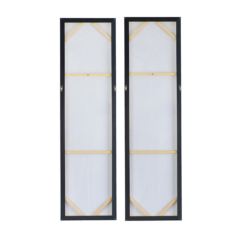 Benjara 20 x 71 Tall Framed Rectangular Oil Paintings Set of 2- White Abstract