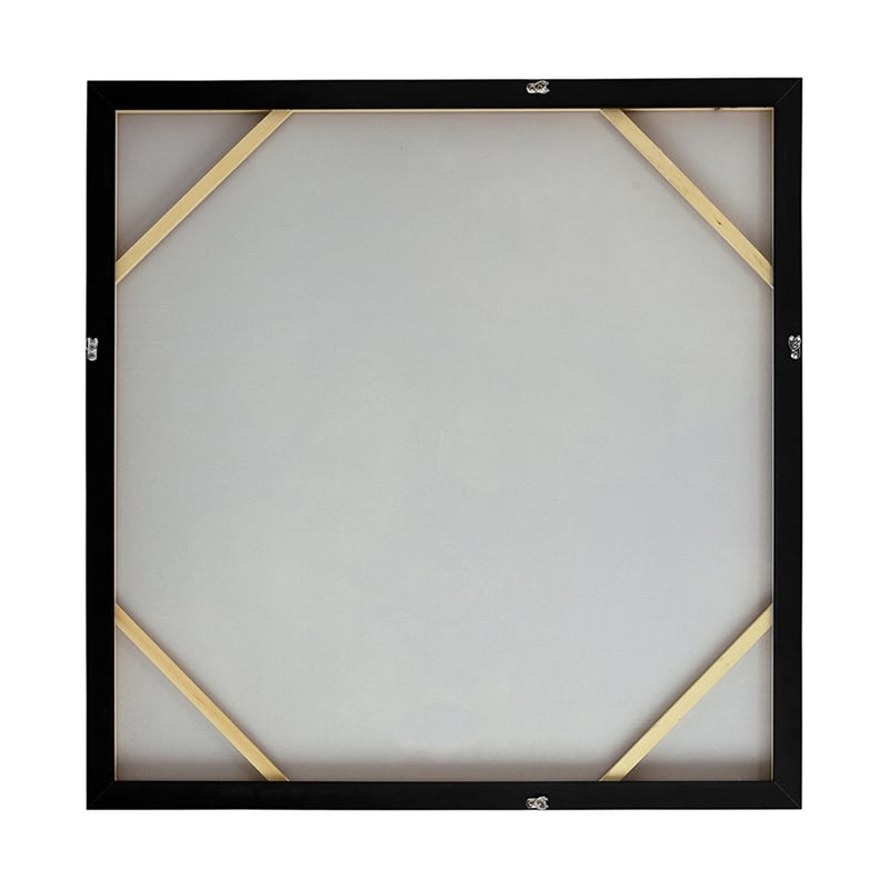 Benjara 39 x 39 Handpainted Wall Art- Peacock Feather Painting- Blue and Gold