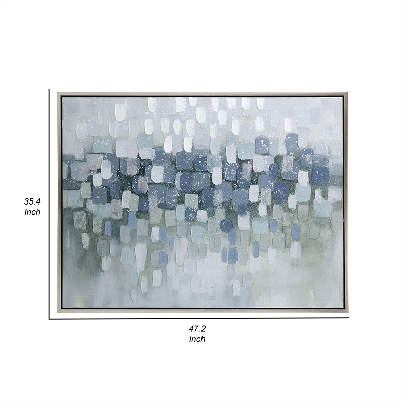 Benjara 35 x 47 Wall Art Oil Painting- Landscape Polyester Canvas- Gray- Silver