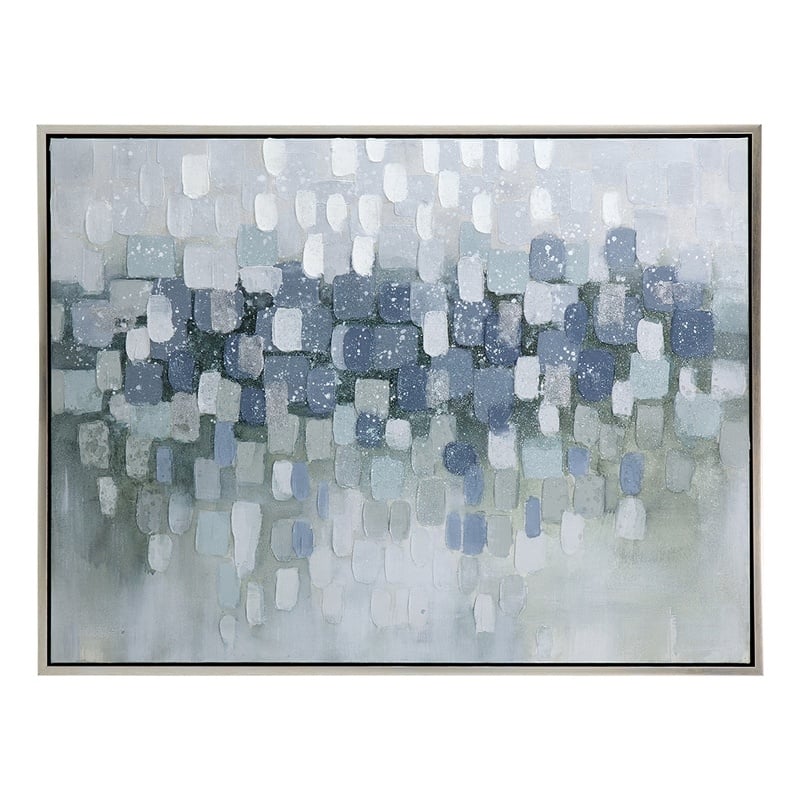 Benjara 35 x 47 Wall Art Oil Painting- Landscape Polyester Canvas- Gray- Silver