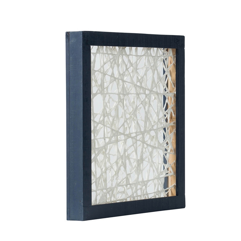 Benjara 15 x 15 Modern Abstract Wall Art Decor-Blue White Canvas