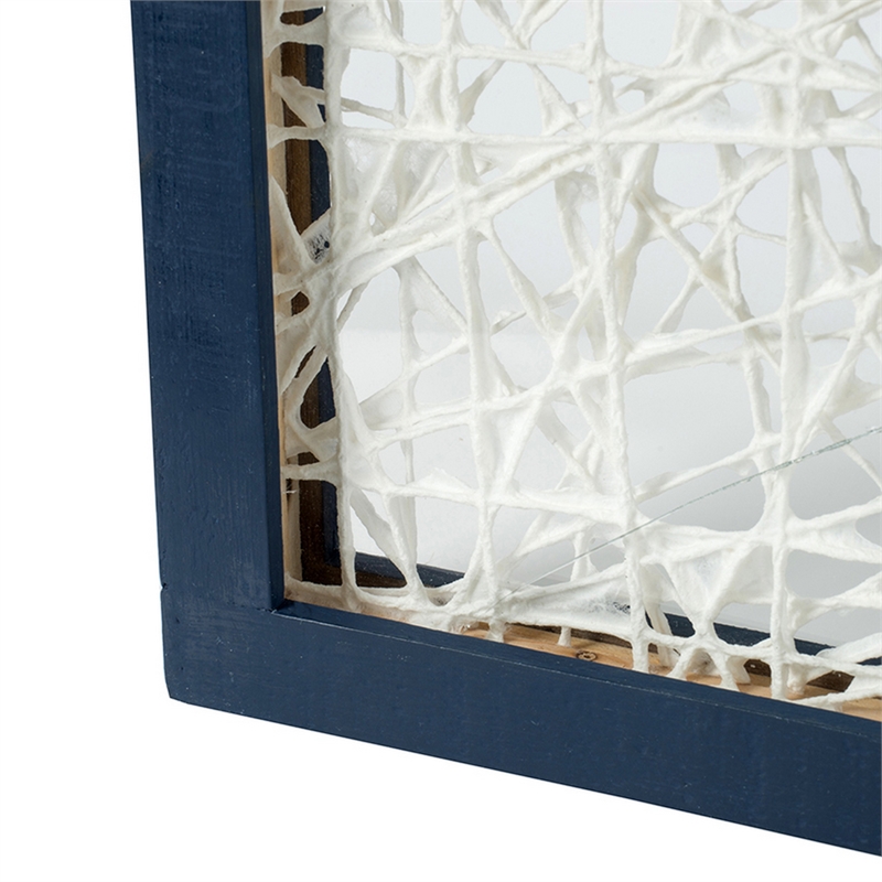 Benjara 15 x 15 Modern Abstract Wall Art Decor-Blue White Canvas