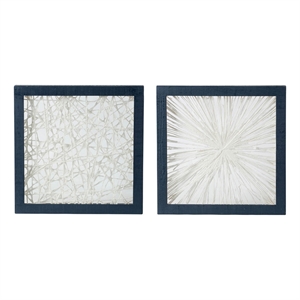 Benjara 15 x 15 Modern Abstract Wall Art Decor-Blue White Canvas