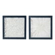 Benjara 15 x 15 Modern Abstract Wall Art Decor-Blue White Canvas