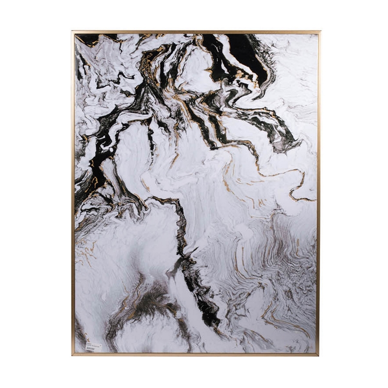 Benjara 30 x 40 Set of 2 Wall Panels- Home Decor- White Black Marble Design