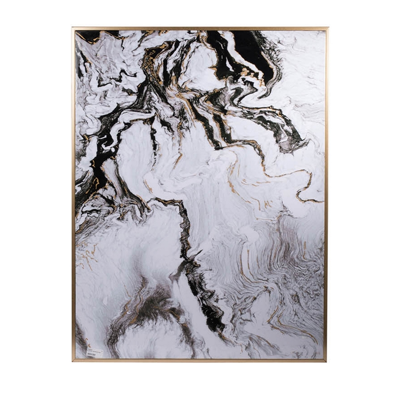 Benjara 30 x 40 Set of 2 Wall Panels- Home Decor- White Black Marble Design