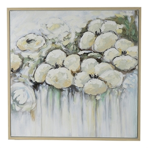 Benjara Rioni 39 x 39 Floral Wall Art Print- Handpainted Abstract Oil Painting