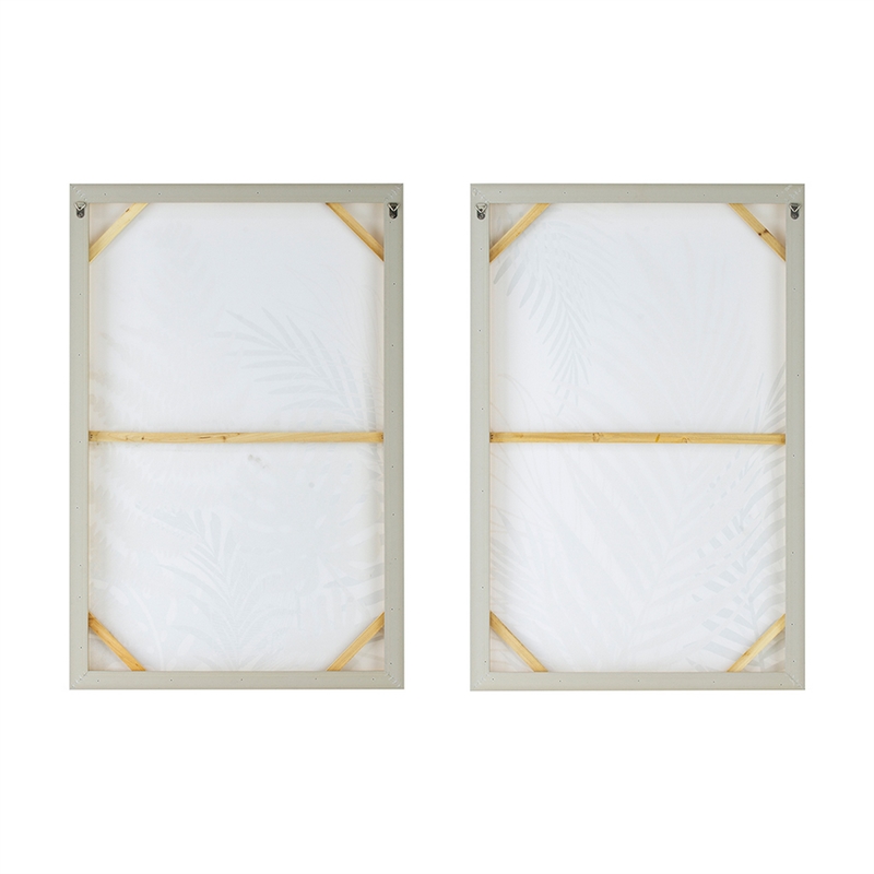 Benjara Nir 23 x 35 Set of 2 Palm Leaf Wall Art - Black Gold/Gray Wood