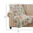 Benjara Rosle 50 x 60 Quilted Throw Blanket with Fill- Rose Flowers- Multicolor