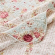 Benjara Rosle 50 x 60 Quilted Throw Blanket with Fill- Rose Flowers- Multicolor