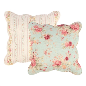 Benjara Rosle 18&quot Set of 2 Accent Pillows- Cotton- Polyester-Multicolor Floral