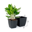 Benjara Self Watering Planter Set of 2- Handwoven Rattan Wicker- Dark Gray