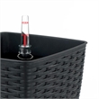Benjara Self Watering Planter Set of 2- Handwoven Rattan Wicker- Dark Gray
