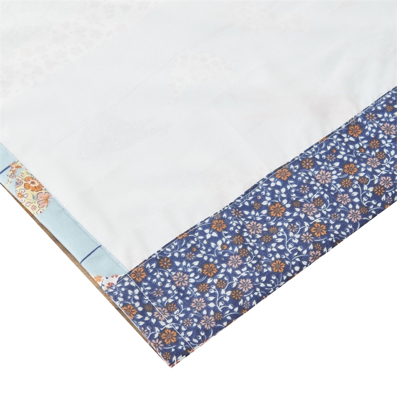 Benjara Nite Set of 2 Microfiber Window Curtains- Floral and Striped- Multicolor