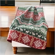Benjara Live 50 x 60 Quilted Throw Blanket-Dutch Velvet-Winter Print-Green-Red