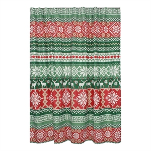 Benjara Live 72 x 72&quot Microfiber Shower Curtains- Festive Winter Print