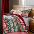 Benjara Live 3 Piece Queen Quilt Set with 2 Pillow Shams- Festive Winter Print