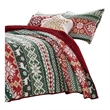 Benjara Live 3 Piece Queen Quilt Set with 2 Pillow Shams- Festive Winter Print
