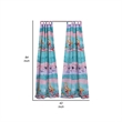 Benjara Wini 4 PC Window Curtain Panel Set- Mermaid Design- Pink- Blue Polyester