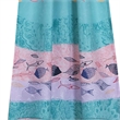 Benjara Wini 4 PC Window Curtain Panel Set- Mermaid Design- Pink- Blue Polyester