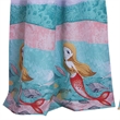 Benjara Wini 4 PC Window Curtain Panel Set- Mermaid Design- Pink- Blue Polyester