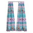 Benjara Wini 4 PC Window Curtain Panel Set- Mermaid Design- Pink- Blue Polyester