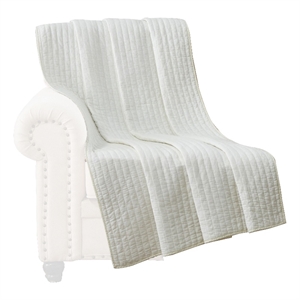 Benjara Xumi 50 x 60&quot Quilted Throw Blanket- Channel Quilting- Antique White