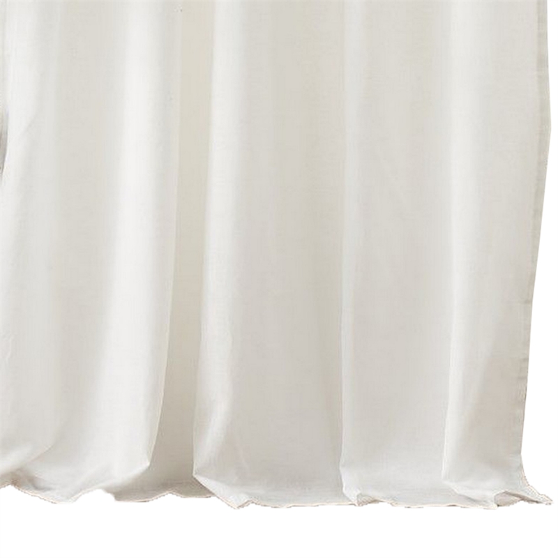 Benjara Xumi 4 PC Window Curtain- 2 Panels with Tie Backs- Antique White Finish