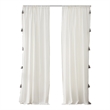 Benjara Xumi 4 PC Window Curtain- 2 Panels with Tie Backs- Antique White Finish