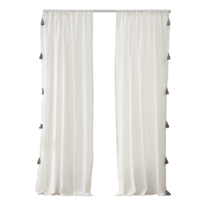 Benjara Xumi 4 PC Window Curtain- 2 Panels with Tie Backs- Antique White Finish