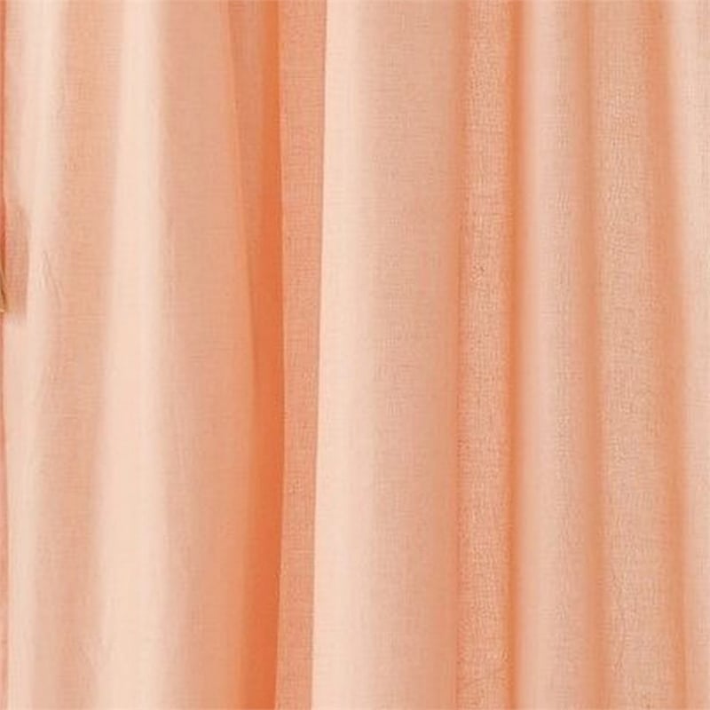 Benjara Xumi 4 Piece Window Curtain- 2 Panels with Tie Backs- Coral Pink Finish