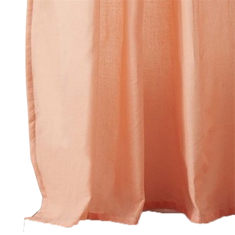 Benjara Xumi 4 Piece Window Curtain- 2 Panels with Tie Backs- Coral Pink Finish