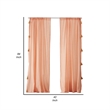 Benjara Xumi 4 Piece Window Curtain- 2 Panels with Tie Backs- Coral Pink Finish