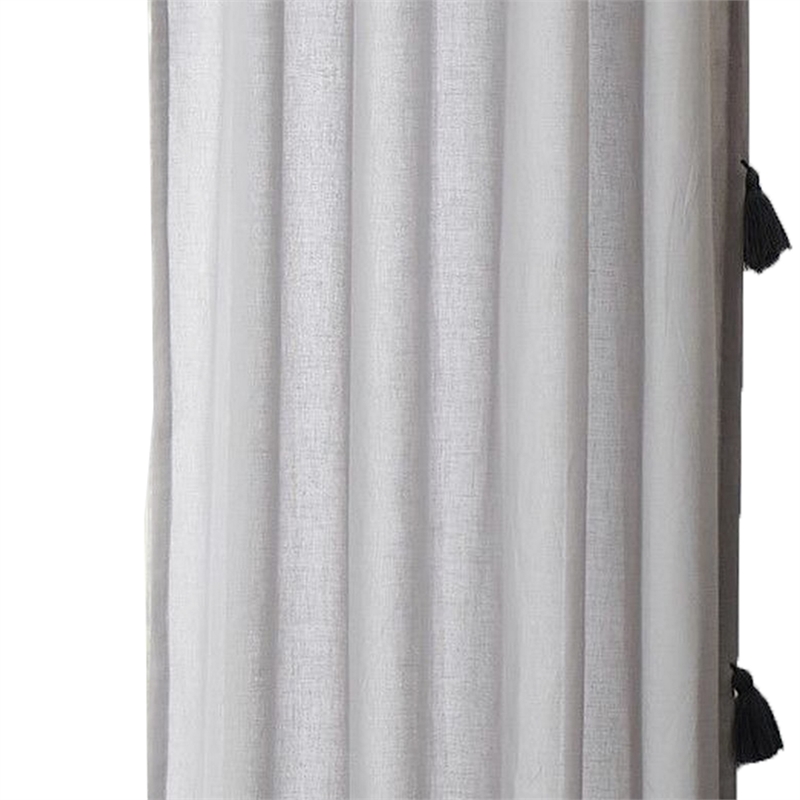 Benjara Xumi 4 Piece Window Curtain- 2 Panels with Tie Backs- Modern Gray Finish