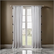 Benjara Xumi 4 Piece Window Curtain- 2 Panels with Tie Backs- Modern Gray Finish