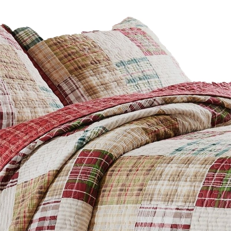 Benjara Evi Twin Quilt Set with 1 Pillow Sham- Multicolor Patchwork