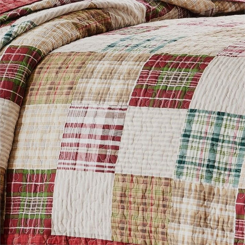 Benjara Evi Twin Quilt Set with 1 Pillow Sham- Multicolor Patchwork