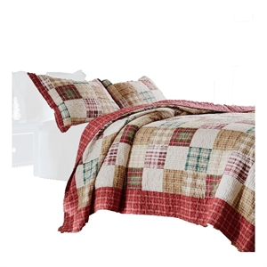Benjara Evi Twin Quilt Set with 1 Pillow Sham- Multicolor Patchwork