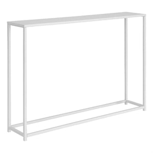 Benjara Eme 38&quot Console Table- Rectangular Top- White Finish Metal Frame